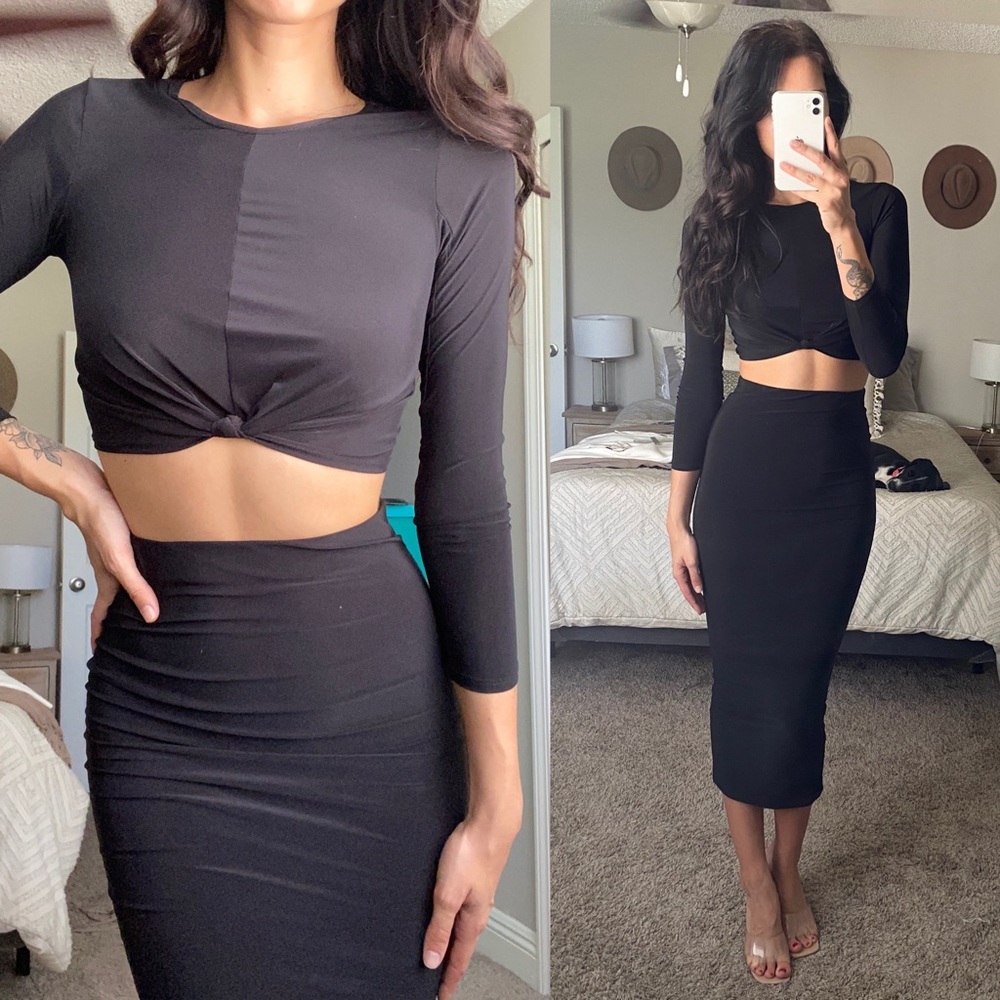 Black Bodycon Skirt Matching Set
